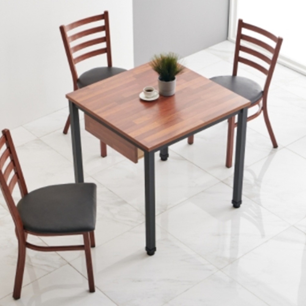 브리엘 2인 테이블 [600/750] (블랙+멀바우) 업소용 식탁(수저통포함) 